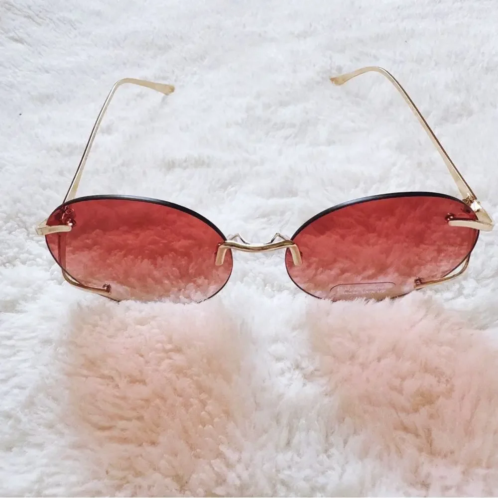 Ruth Clear Orange Round Metal Sunglasses